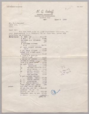 [Invoice from M. G. Rekoff to D. W. Kempner, June 4, 1949]