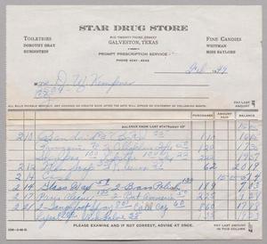 [Account Statement and Receipt for Star Drug Store, February 1949]