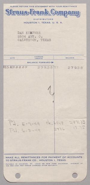 [Bill From Straus-Frank Company, 1949]