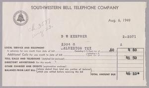 [Invoice for Telephone Services, August 6, 1949]