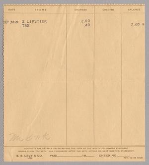 [Account Statement for E. S. Levy and Co., September 1949]
