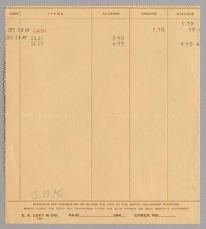 [Account Statement for E. S. Levy & Co., December 1948]