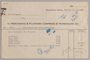 [Merchants & Planters Compress & Warehouse Co. Debit Statement, December 31, 1949]