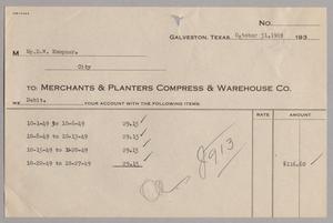 [Merchants & Planters Compress & Warehouse Co. Debit Statement, October 31, 1949]