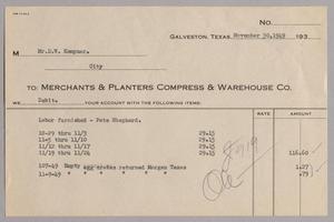 [Merchants & Planters Compress & Warehouse Co. Debit Statement, November 30, 1949]