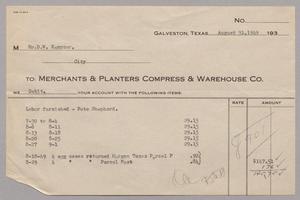 Primary view of object titled '[Merchants & Planters Compress & Warehouse Co. Debit Statement, August 31, 1949]'.