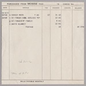 [Invoice for Linens from Mosse]