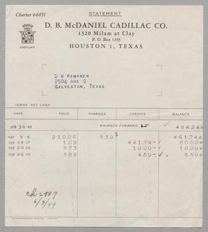[Statement from D. B. McDaniel Cadillac Co.: May, 1949]