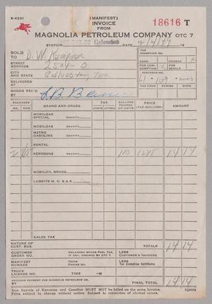 [Invoice and Account Statement for Magnolia Petroleum Company, February 1949]