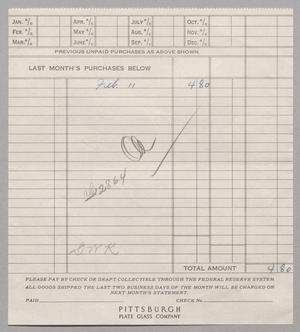 [Account Statement for Pittsburgh Plate Glass Company, February 1949]