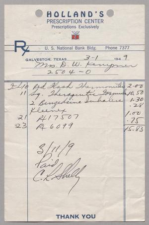 [Monthly Bill for Prescriptions: March 1949]