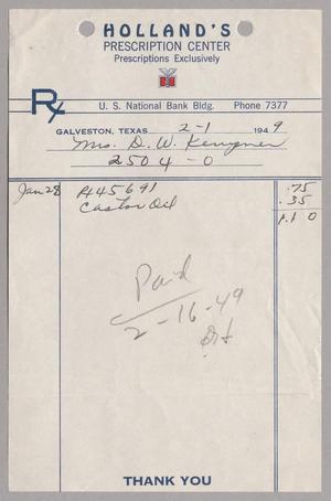 [Monthly Bill for Prescriptions: February 1949]