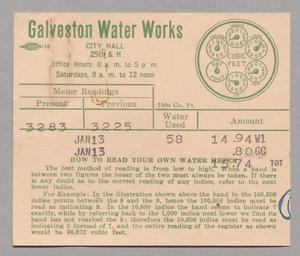Galveston Water Works Monthly Statement (2504 O 1/2): January 1949