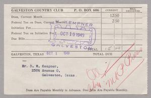 [Monthly Bill for Galveston Country Club: October 1949]