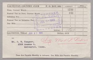 [Monthly Bill for Galveston Country Club: June 1949]