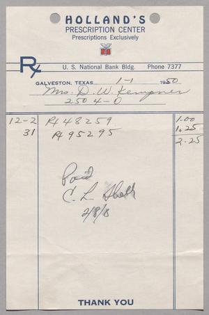 [Invoice for Tablets mentioned in Prescriptions, January 1, 1950]