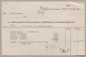 [Invoice for Debit to Merchants & Planters Compress & Warehouse Co., December 31, 1950]