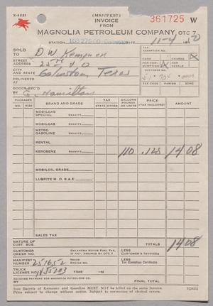 Primary view of object titled '[Invoice for 110 Gallons of Kerosene, November 4, 1950]'.