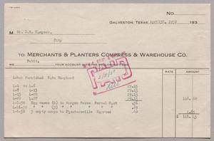 [Invoice for Debit to Merchants & Planters Compress & Warehouse Co., April 30, 1950]