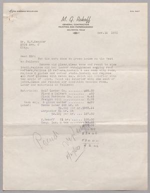 [Invoice from M. G. Rekoff to D. W. Kempner, November 14, 1950]