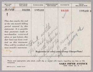 [Account Statement for Saks Fifth Avenue, July 14, 1950]