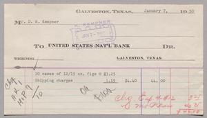 [Invoice for 10 Cases of 12/15 Ounces of Figs, January 7, 1950]