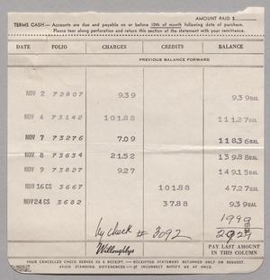 [Account Statement for Willoughbys, November 1950]