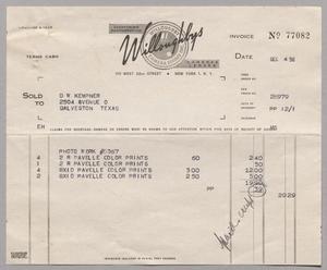 [Invoice for Pavelle Color Prints, December 4, 1950]
