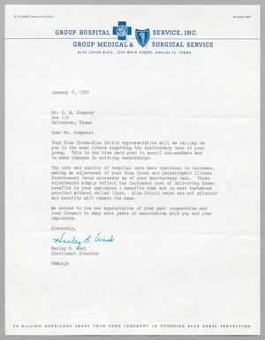 [Letter from Harley B. West to Daniel W. Kempner, January 7, 1957]