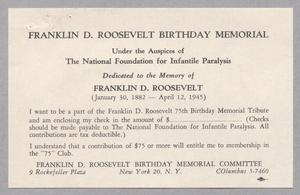 [Postal Card for the Franklin D. Roosevelt Birthday Memorial]