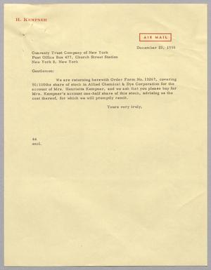 [Letter from A. H. Blackshear, Jr. to Guaranty Trust Company of New York, December 20, 1956]
