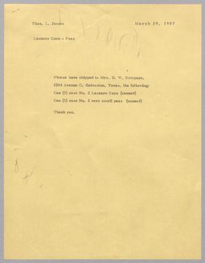 [Letter to Thomas L. James, March 29, 1957]