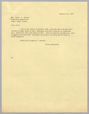 [Letter from A. H. Blackshear, Jr. to Thomas L. James, January 16,1957]