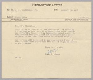 [Letter from Thomas L. James to A. H. Blackshear, Jr., January 15, 1957]