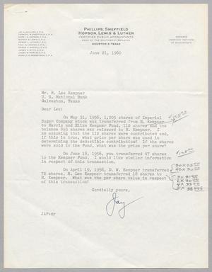 [Letter from Jay A. Phillips to Robert L. Kempner, June 21, 1960]