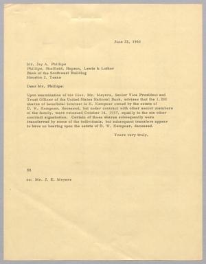 [Letter from J. E. Meyers to Jay A. Phillips, June 22, 1960]