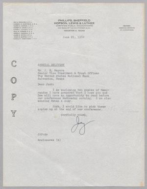 [Letter from Jay A. Phillips to J. E. Meyers, June 21, 1960]