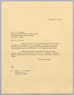 [Letter from R. I. Mehan to J. E. Meyers, January 20, 1960]