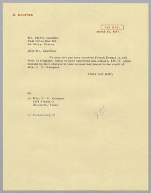 [Letter from A. H. Blackshear, Jr. to Pierre Chardine, March 18, 1957]