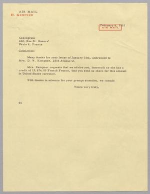[Letter from A. H. Blackshear, Jr. to Cassegrain, February 8, 1957]