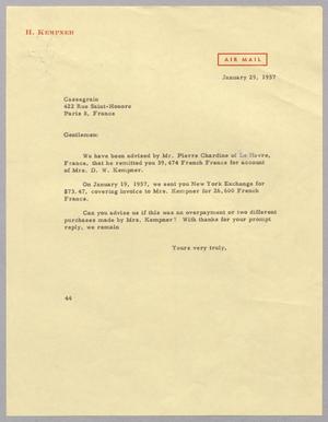 [Letter from A. H. Blackshear, Jr. to Cassegrain, January 29, 1957]