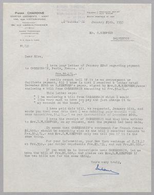 [Letter from Pierre Chardine to H. Kempner, January 25, 1957]