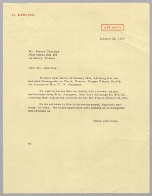 [Letter from A. H. Blackshear, Jr. to Pierre Chardine, January 22, 1957]
