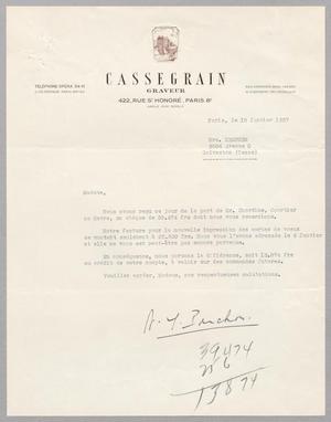 Primary view of object titled '[Letter from Cassegrain to Jeane B. Kempner, January 18, 1957]'.