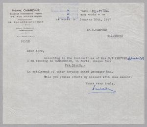 [Letter from Pierre Chardine to H. Kempner, January 16, 1957]