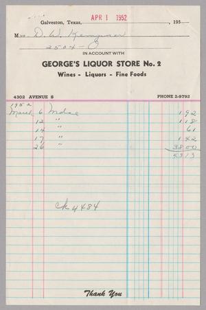 Primary view of object titled '[Invoice for Merchandise, April 1952]'.