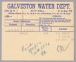 Text: Galveston Water Works Monthly Statement (2504 O 1/2): March 1952