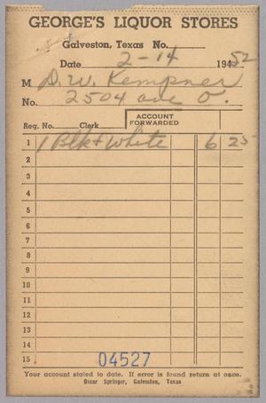[Invoice for One Black and White, February 1952]