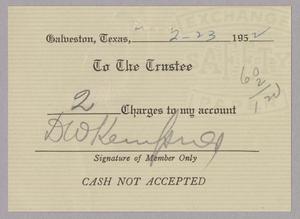 [Authorization for Club Charges, February 23, 1952]
