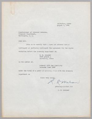 [Letter from Daniel W. Kempner to Commissioner of INternal Revenue, August 1, 1951]